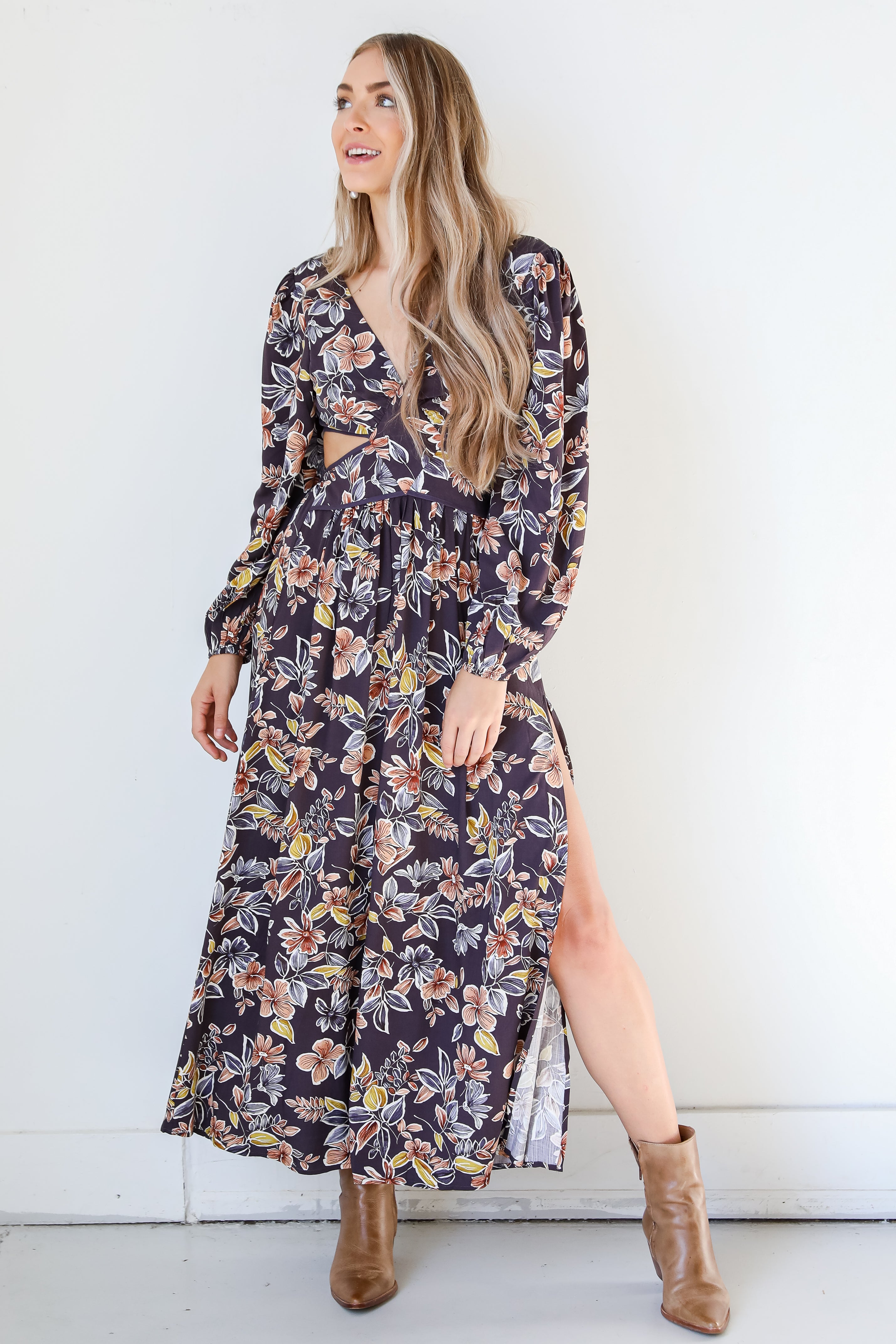 Floral Cutout Maxi Dress