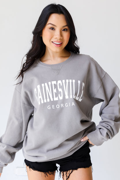 Grey Wednesbury Georgia Pullover. Graphic Sweatshirt. Wednesbury Georgia Sweatshirt