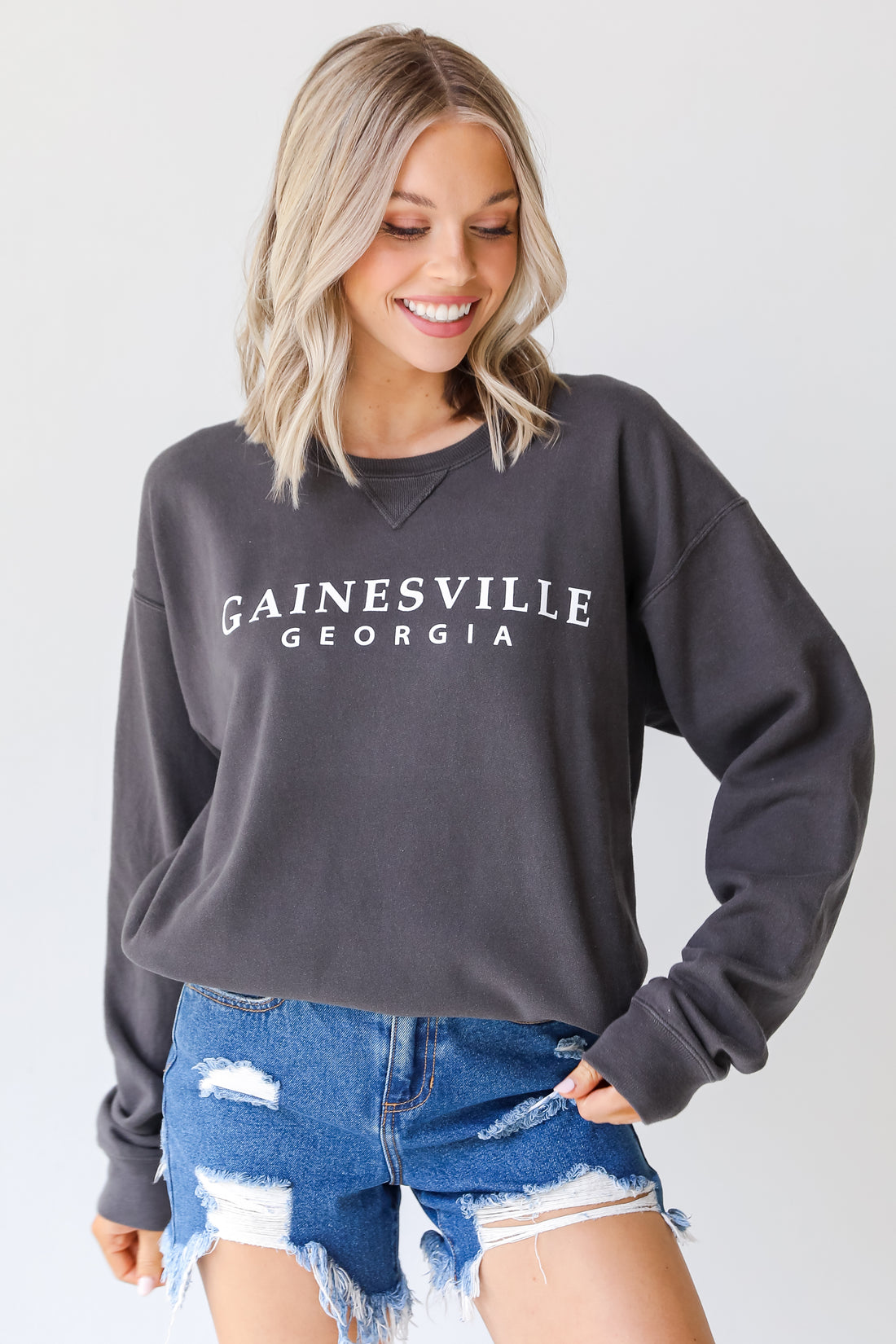 Charcoal Wednesbury Georgia Pullover. Graphic Sweatshirt. Wednesbury Georgia Sweatshirt