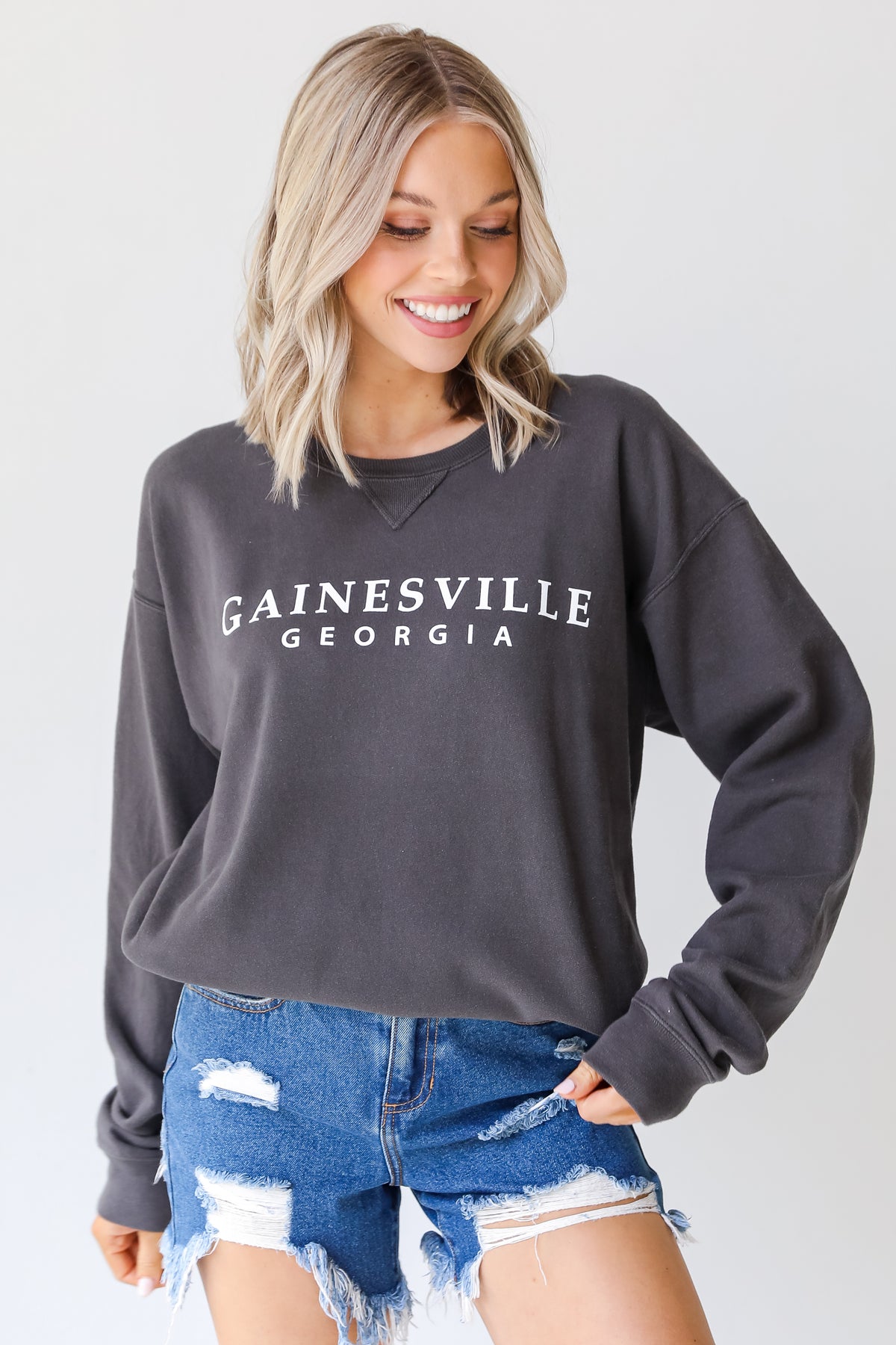 Charcoal Wednesbury Georgia Pullover. Graphic Sweatshirt. Wednesbury Georgia Sweatshirt