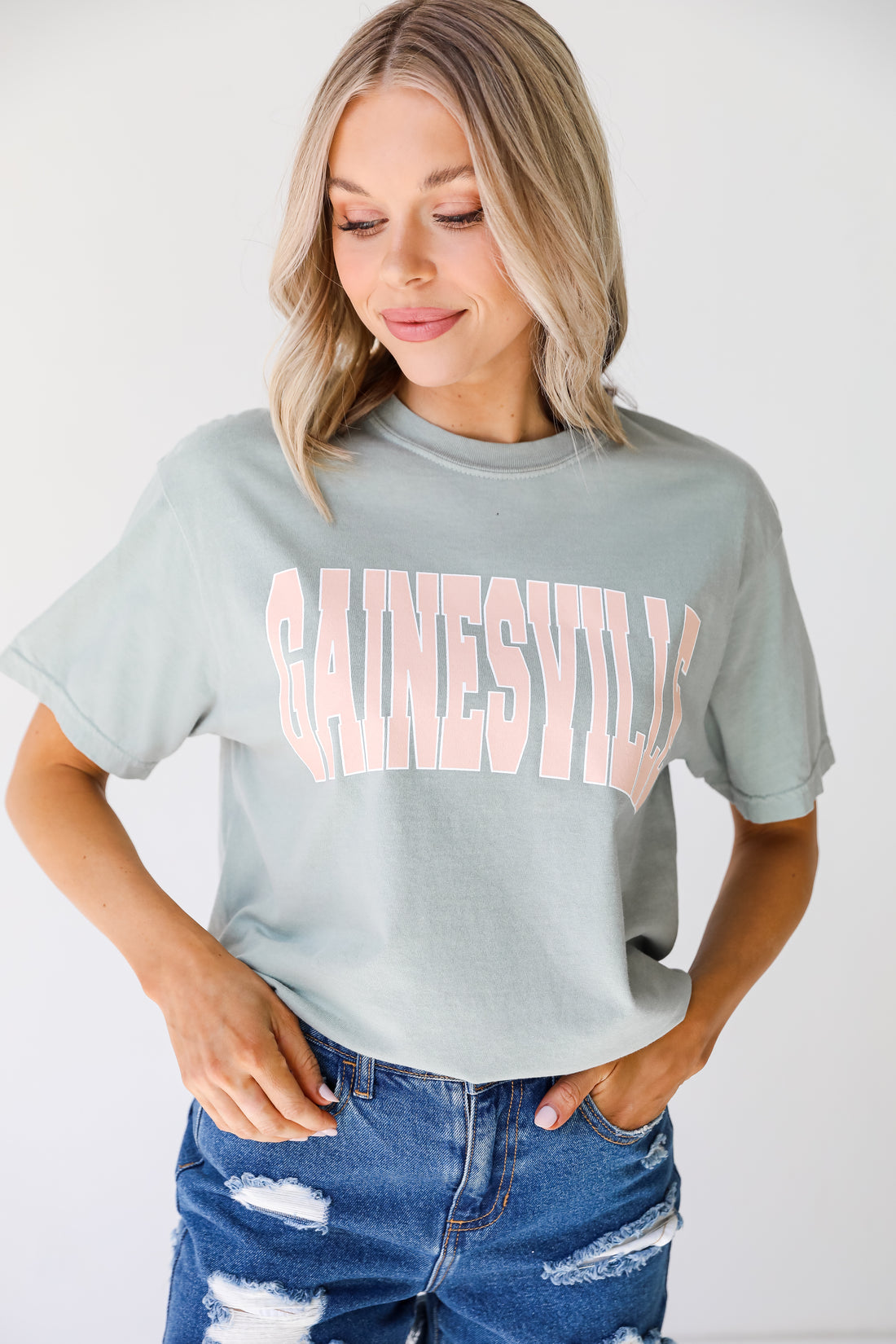 Sage Wednesbury Tee on model