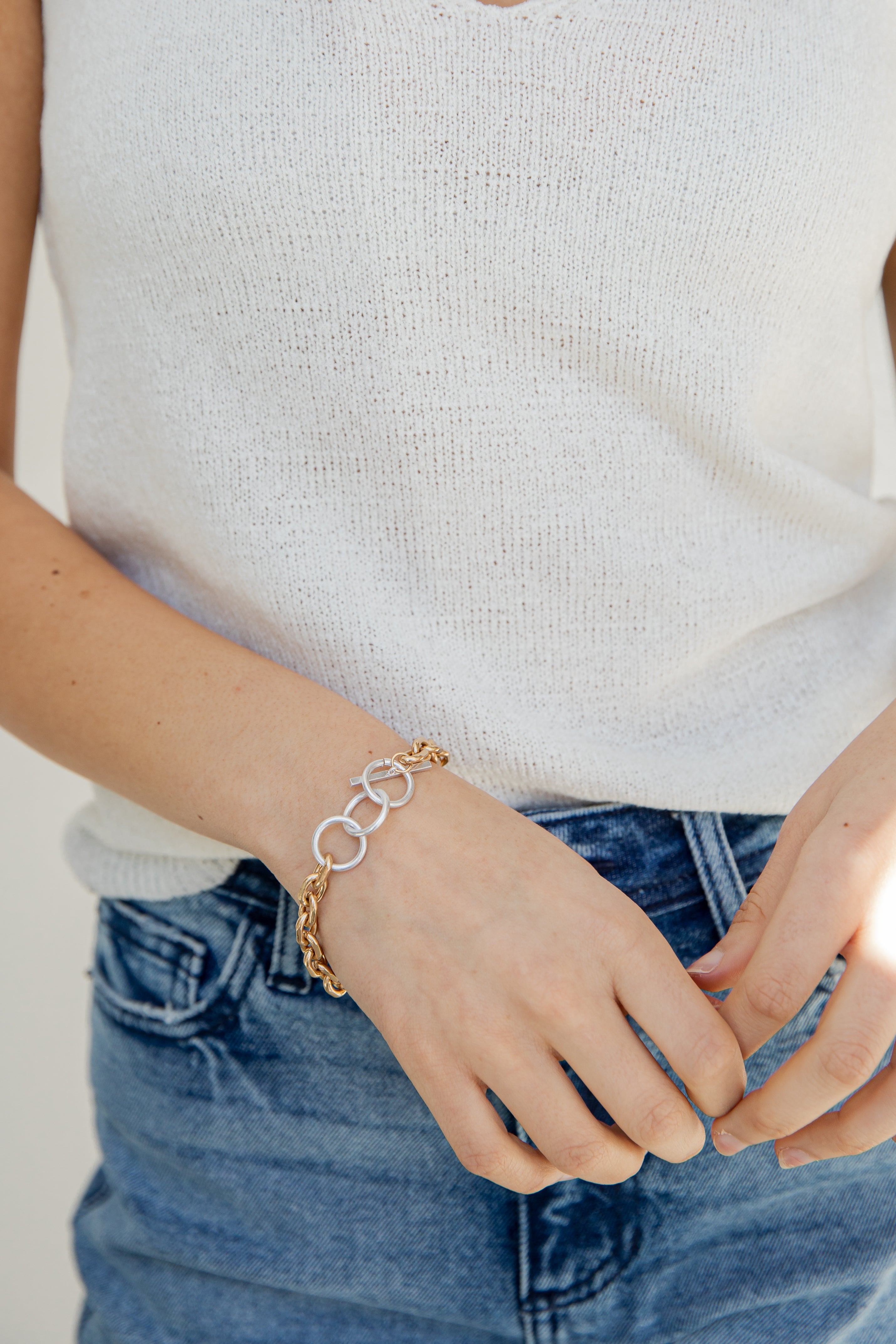 Gold Chain Bracelet on model