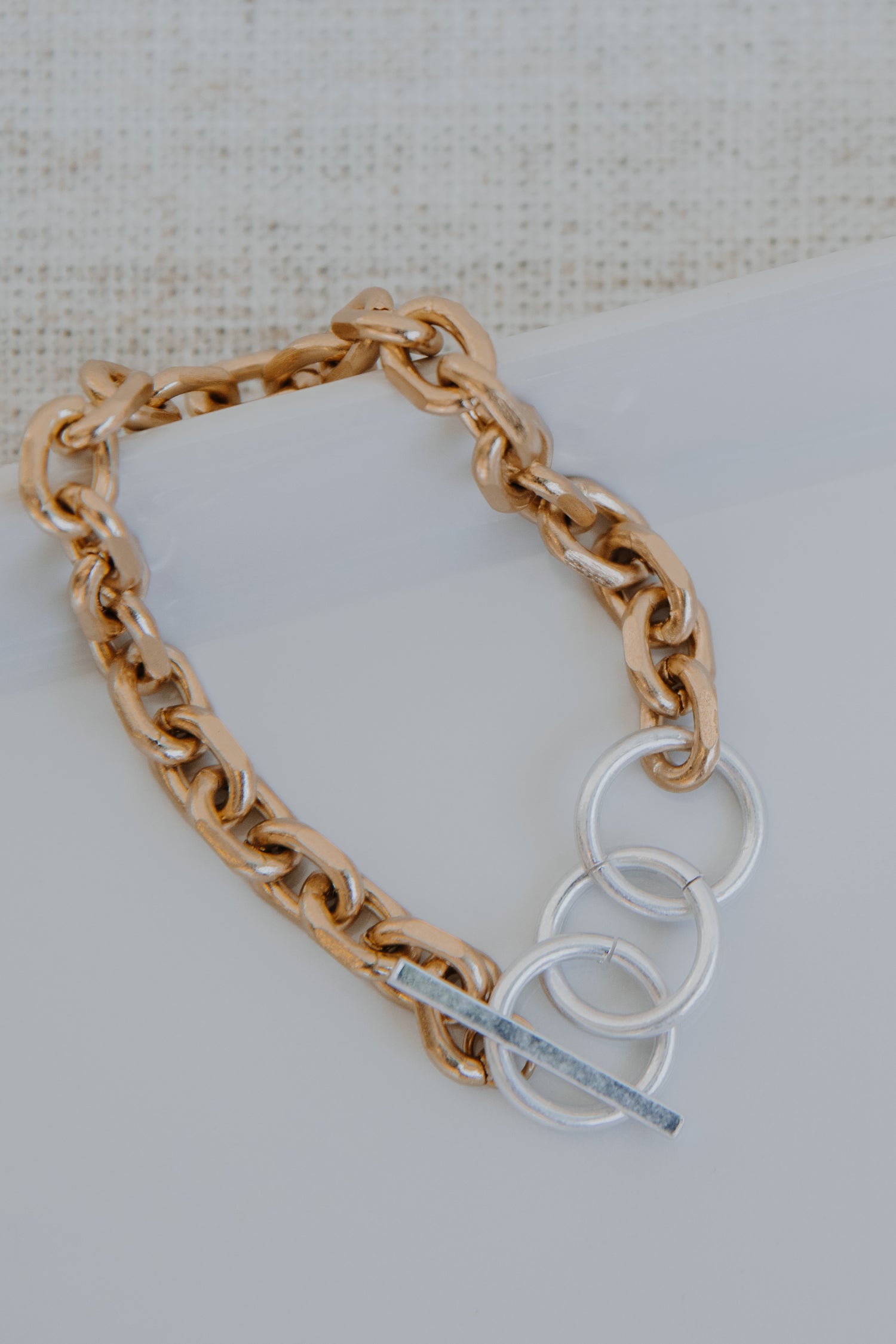 Gold Chain Bracelet flat lay