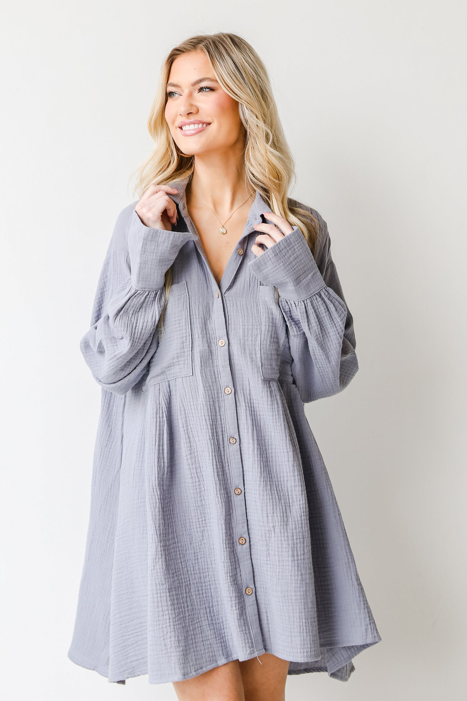 Linen Mini Dress on model