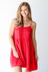 Tiered Linen Mini Dress in red