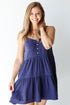 Tiered Linen Mini Dress in navy