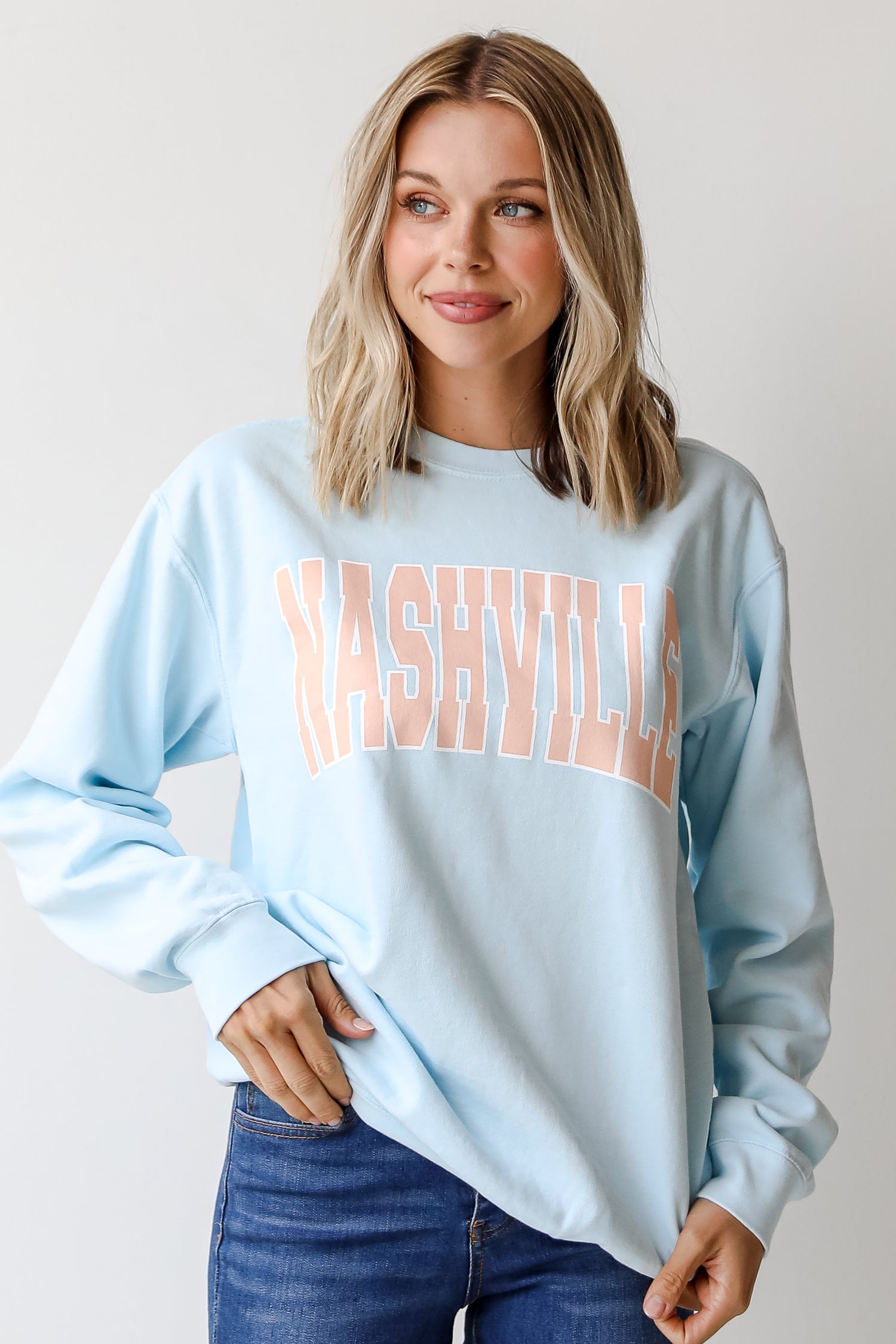 Light Blue Nashville Pullover front view