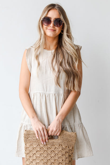 Tiered Linen Dress front view