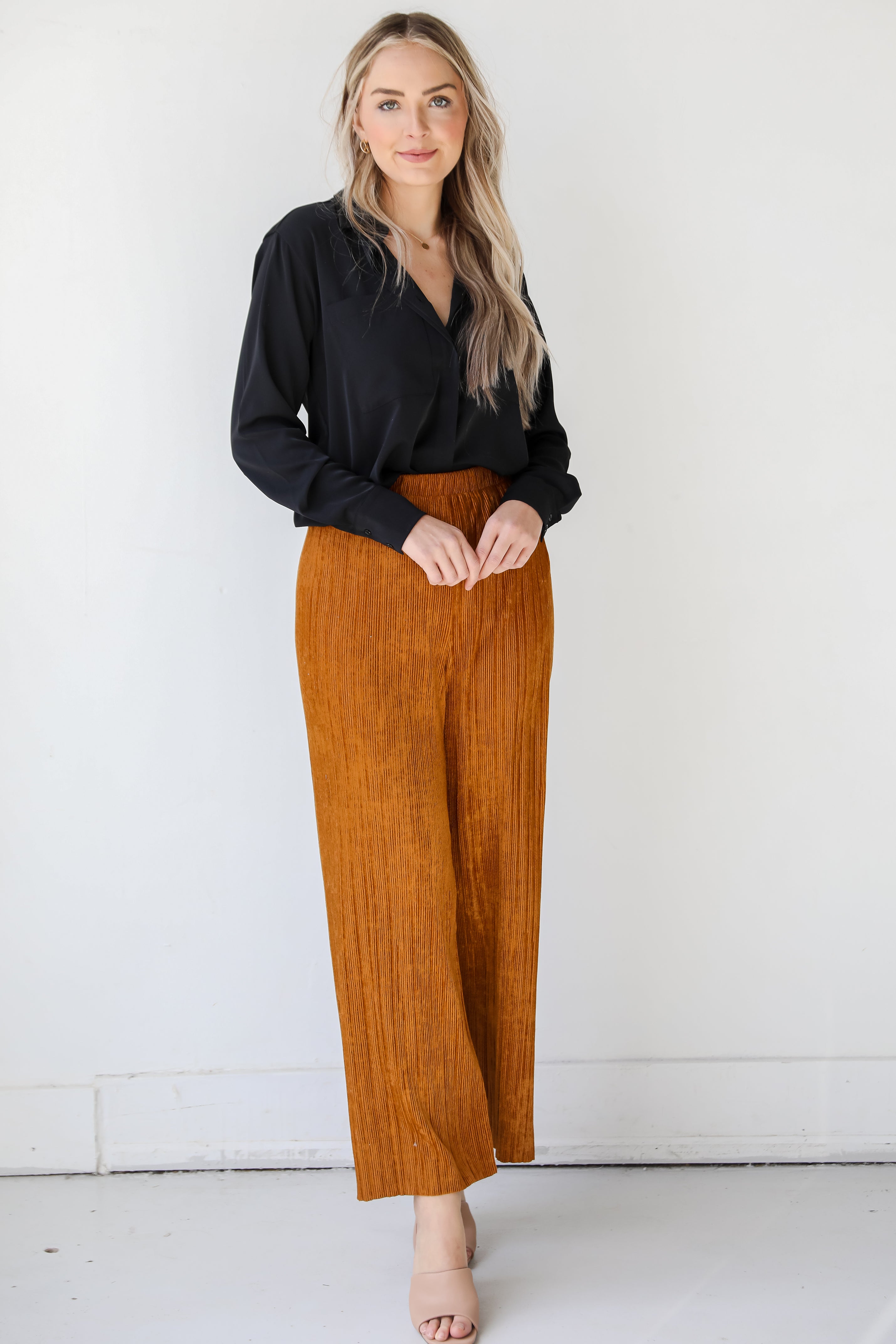 Corduroy Wide Leg Pants on model