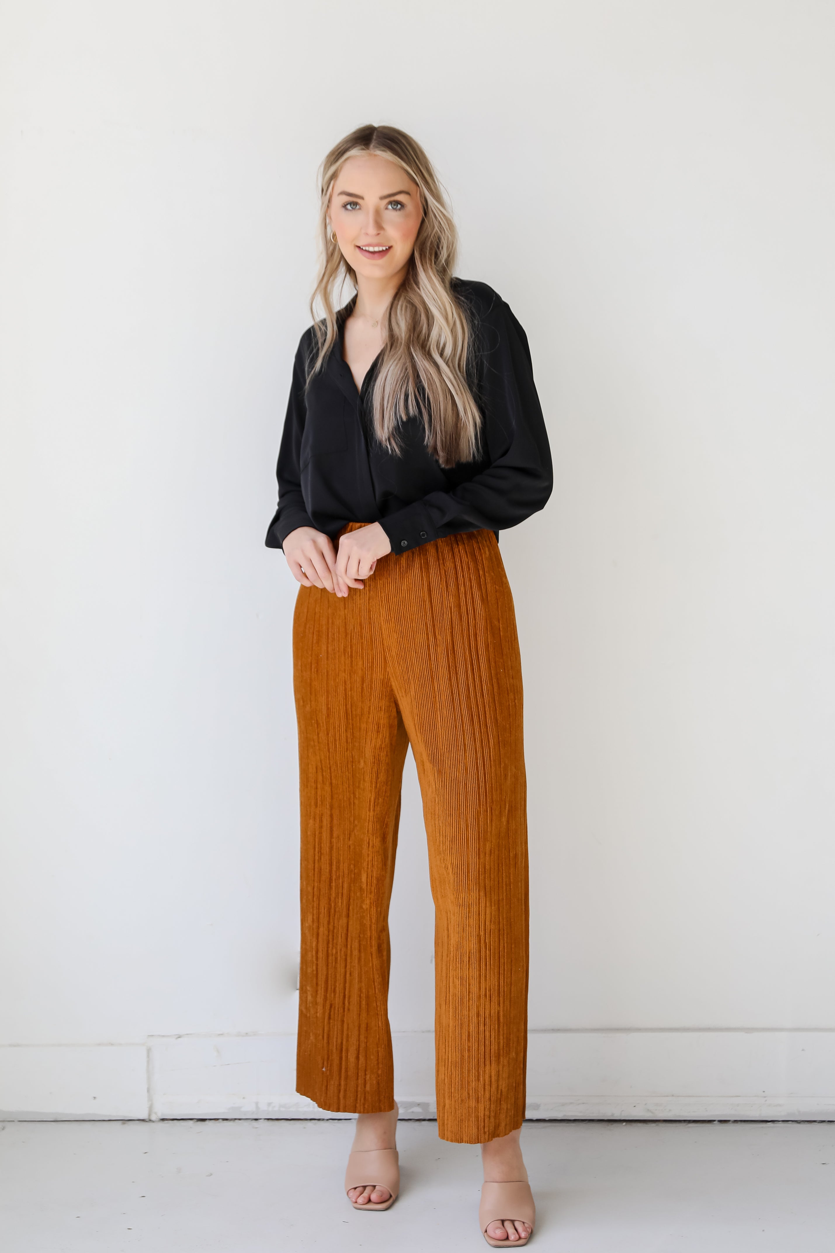 Corduroy Wide Leg Pants front view