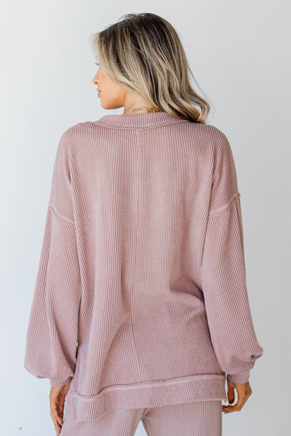 Corded Pullover in blush back view