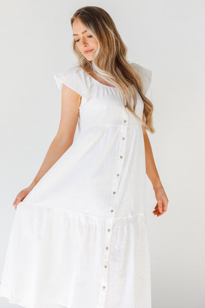 Linen Midi Dress on model