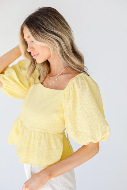 Linen Peplum Blouse side view